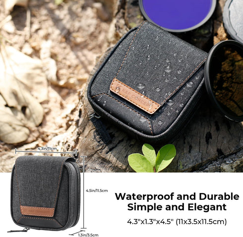 K&F Concept 4 in 1 Lens Filter Pouch - Up to 95mm, Waterproof Storage Wallet for ND UV CPL Filters