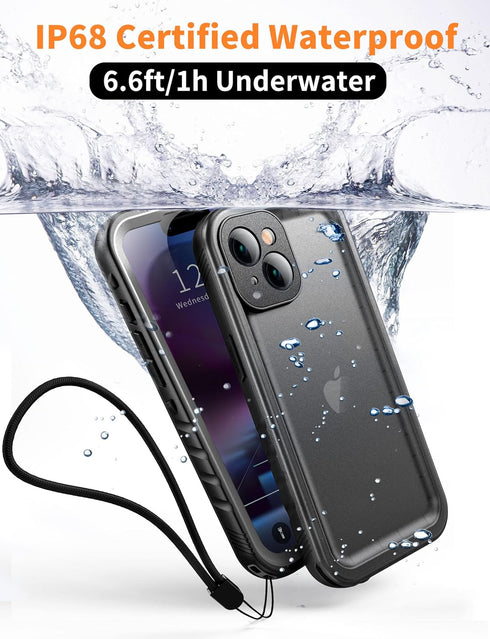 Cozycase iPhone 13 Waterproof Case, Full Body Dustproof Shockproof with Built-in Screen Protector (Black)