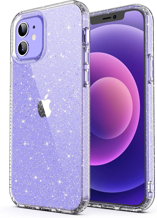 ULAK Clear Glitter Case Compatible with iPhone 12 Mini, Bling Sparkle Protective Cover for Women Girls, 5.4 inch 2020