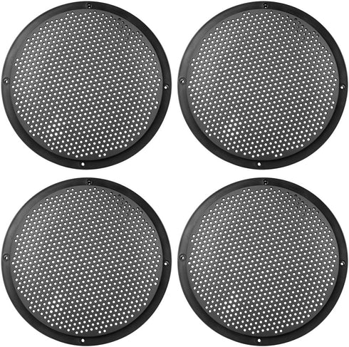 X AUTOHAUX 4pcs Black 8'' Plastic Audio Speaker Cover Mesh Subwoofer Grill Horn Guard Decorative Circle Grille