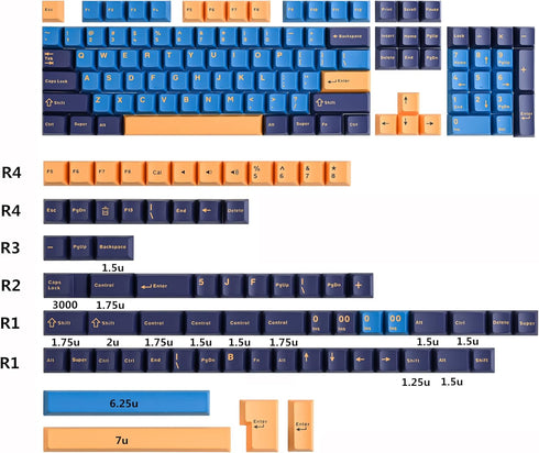 Japanese Keycaps, Cherry Profile 60% PBT 172 Key Cap Set for Cherry MX Gateron Kailh Switch for 60% 65% TKL