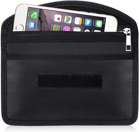 Fireproof Faraday Bag with Zipper Anti-Tracking EMF GPS RFID Car Key Signal Blocker Wallet Shielding Pouch for Cell