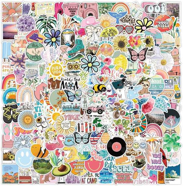 200 Pack Stickers for Water Bottles, Cute Vsco Vinyl Aesthetic Waterproof Stickers for Teens, Kids