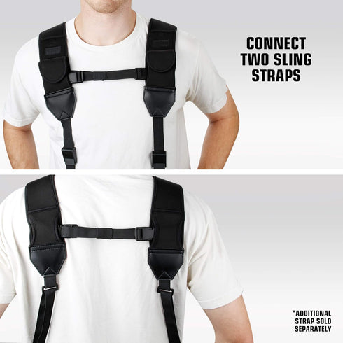 USA Gear Camera Sling Shoulder Strap - Adjustable Neoprene, Safety Tether, Accessory Pocket, Quick Release Buckle