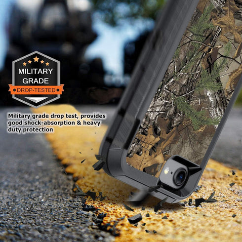 Compatible iPhone 7 Plus 8 Plus Case with Screen Protector, Rugged Heavy Duty Camo Case for Men, Shockproof 3-Layer