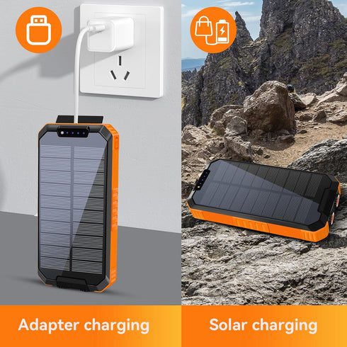 Solar Charger Power Bank 49800mAh, Wireless Battery Pack with 3 Built-in Cables, 6 Outputs & 2 Inputs for Cell Phones