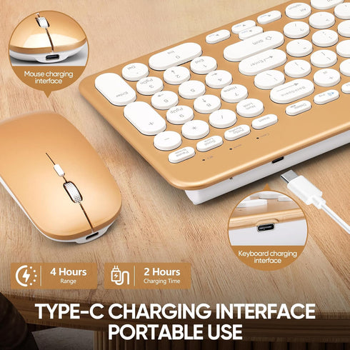 Guiheng 5.0 3.0 +2.4G) Wireless Keyboard and Mouse Combo with Phone Tablet Holder, Rechargeable Dual-Mode (Bluetooth