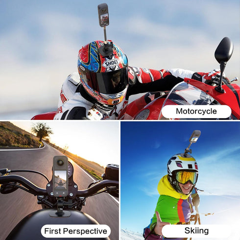 Flexible Adhesive Helmet Mount for insta360, Motorcycle Windscreen Camera Mount with Carbon Fiber Extension Rod