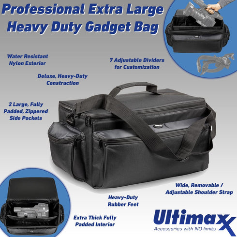 Photography Padded Camcorder Bag Case (Black) for Nikon, Canon, Sony, Pentax, Olympus, Panasonic, Fujifilm, Samsung &
