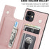 Bocasal Crossbody Wallet Case for iPhone 11, 6.1 inch, Rose Gold, PU Leather, Credit Card Holder, Shockproof,