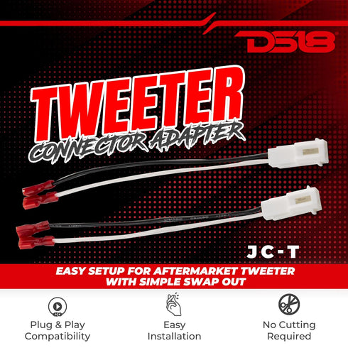 DS18 JC-T Tweeters Connector Adapter for Selected Chrysler/Dodge/Jeep Wrangler - Speaker Wire Harness Connector Plug Replacement - Tweeter Audio Cable - 2 pcs