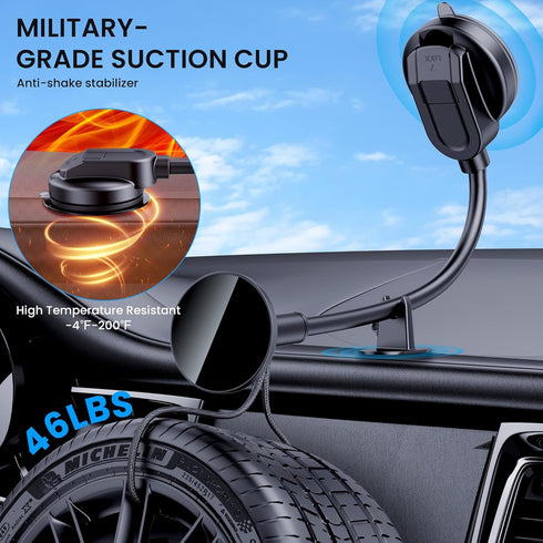 Magsafe Car Mount with Strong Magnets & Anti-Shake, Magnetic Phone Holder for Car, 18CM Long Arm for iPhone 15, 14, 13,