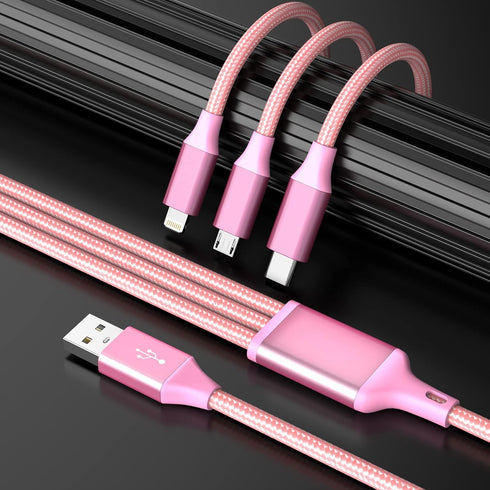 IDISON Multi Charging Cable(2Pack 4FT), 3 in 1 Charging Cable Nylon Braided USB Multi Charger Cable Universal USB Cable with Type C/Micro/IP Port for Most Cell Phones & Pads by IDISON