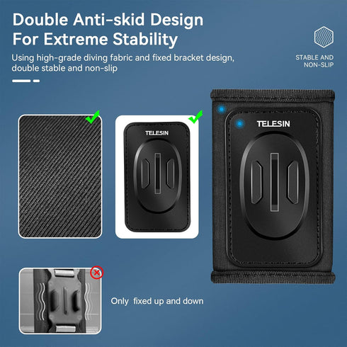 TELESIN 360° Backpack Mount with Quick Release Tripod Adapter, Shoulder Strap Bag Clip for GoPro 12 11 10 9 8 7