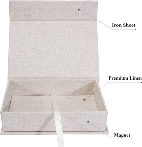 4x6 Linen Photo Storage Box, Ideal for Organizing Photos, Certificates, Scrapbooking Supplies, Keepsakes, and Jewelry