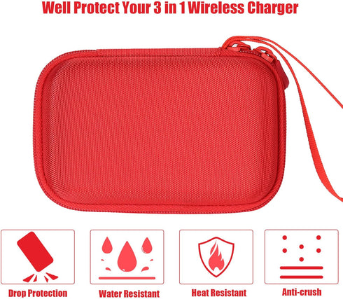 Aenllosi Hard Carrying Case - Replacement for UCOMX Nano 3 in 1 Foldable Wireless Charging Station (Red, Case Only)