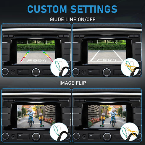 GLK 12-24V IP69K 4pin Backup Camera - HD License Plate Backup Reverse Camera for Pickup Truck Car SUV,with Night