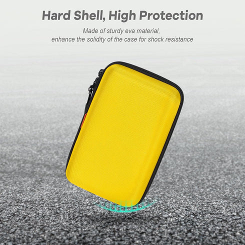 Bright Yellow Hard Shell Electronic Organizer Carrying Case, Large Storage for Hard Drive, Phone, Power Bank - Zipper