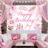 Bcuuipo 7x5ft Spa Party Happy Birthday Backdrop Pink Beauty Makeup Slumber Pajama Sleepover Background for Girls