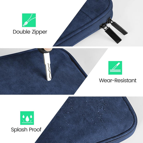 DTTO Waterproof Tablet Sleeve Bag for New 13 Inch iPad Pro M4/iPad Air M2 2024, Navy Blue Travel Case