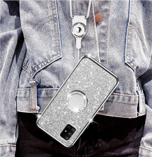 nancheng for Samsung Galaxy A71 5G Case with Ring Stand Strap, Shockproof Protection Cover