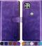 SUANPOT Purple Leather Wallet Case for Motorola One 5G Ace 2021, RFID Blocking Flip Folio Phone Cover