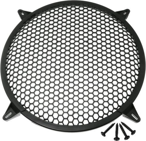 RLECS 12 Inch SubWoofer Plastic Mesh Cover with 4PCS Grill Clamps and Screws, Black Video Accessories