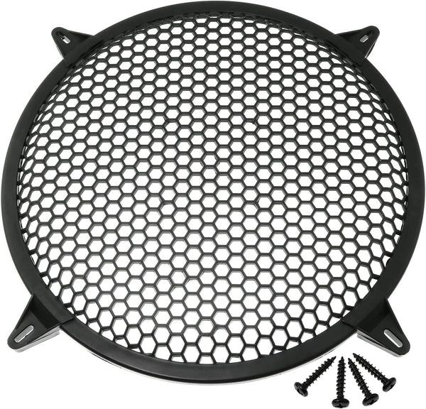 RLECS 12 Inch SubWoofer Plastic Mesh Cover with 4PCS Grill Clamps and Screws, Black Video Accessories