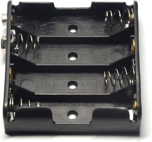 3 Pcs AA Battery Holder Leads 4 x 1.5V (6V) with 3 Pcs 9V I Type Snap Connector Plastic Housing