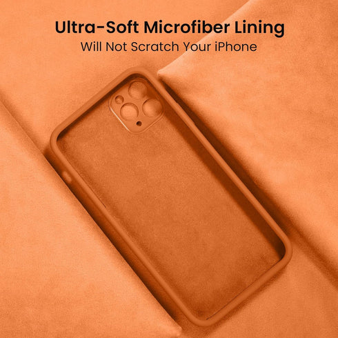 FireNova iPhone 13 Pro Case, Kumquat - Silicone, 6.1", with Camera Protection & 2 Screen Protectors, Soft Microfiber