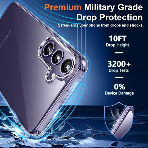 SPIDERCASE Samsung Galaxy S24 Plus Case, 10 FT Military Grade Drop Protection, Slim Fit Shockproof, Clear