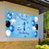 Happy 1st Birthday Backdrop Banner, Blue Newborn Boys First Birthday Photography Background for Baby Shower Party 72.8