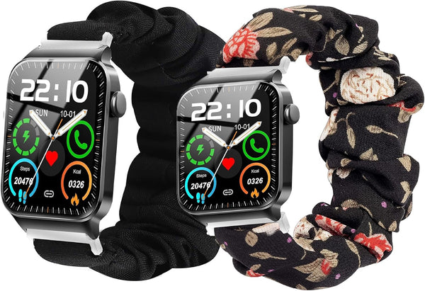 Compatible with Donerton T50S Smart Watch Bands, Fabric Elastic Scrunchie Elastic Watch Band Women Cute Replacement Straps Compatible with Donerton T50S T50H 1.85" Smartwatch/Uaue T50S 1.85" Smart Watch/VKAROOD KC88 1.43" Smart Watch