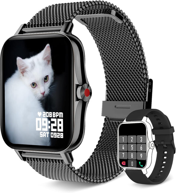 Iaret Smart Watch for Women Men, Fitness Tracker, Waterproof Smartwatch with 1.7" HD Touch Screen, Pedometer, Black