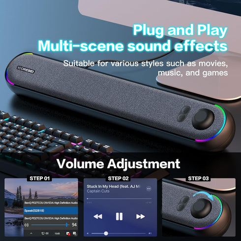 ICOREBEI 5.3, Desktop Computer Speakers, Stereo Soundbar, Bluetooth USB/USB-C Power and Audio Transmission