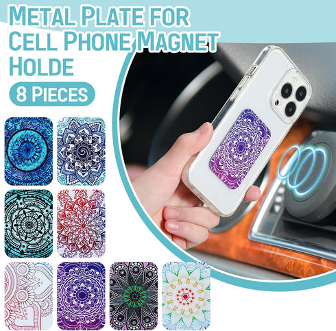 Weewooday 8 Pcs Phone Magnet Car Metal Plate Mount, Compatible with Magnetic Car Mounts, Replacement Sticker (Novel