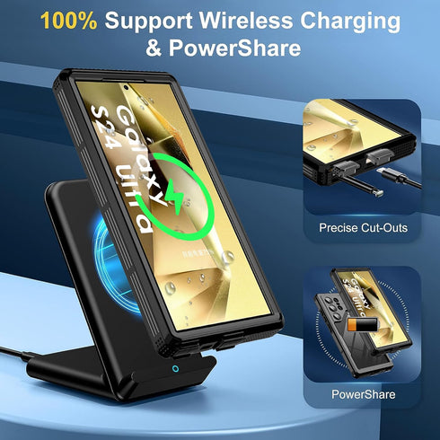 Ezanmull Waterproof Case for Samsung Galaxy S24 Ultra, Built-in Screen Protector, Dustproof Shockproof Full Body Cover