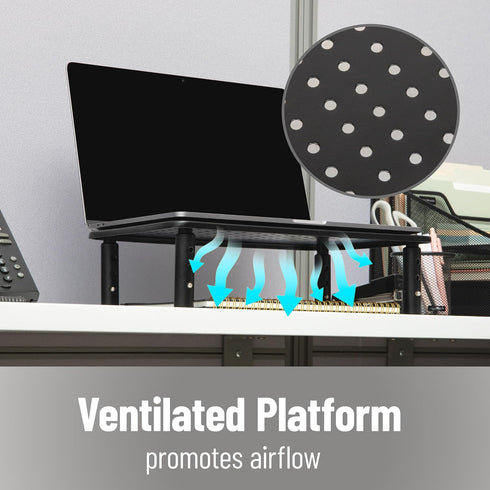 14.5"L 9.25"W 4-5.5"H, Set 2, Mind Reader Monitor Stand, Height Adjustable, Ventilated Laptop Riser, Metal, x x