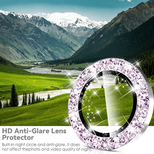CloudValley Camera Lens Protector for Samsung Galaxy S23 Ultra, 3+2Pcs, 9H Tempered Glass, Glitter Pink