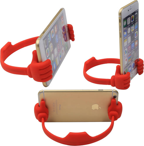 Honsky 2 Packs Thumbs-up Cell Phone Stands, Mobile Smartphone Mount Cradle, Universal Multi-Angle, Red