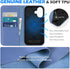 SHIELDON 16 6.1", 16 5G 2024 Wallet Case for iPhone Genuine Leather Folio Magnetic Kickstand RFID Blocking Credit Card