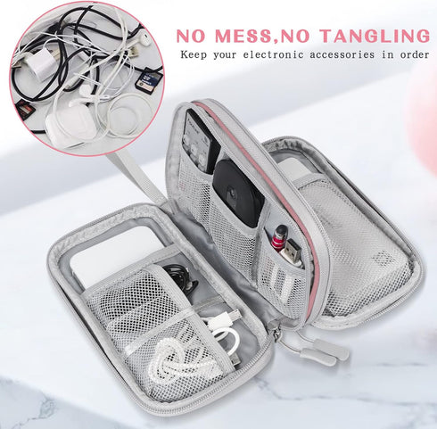FYY Electronic Organizer, Portable Travel Cable Organizer Bag Pouch, Waterproof Double Layers All-in-One Storage for