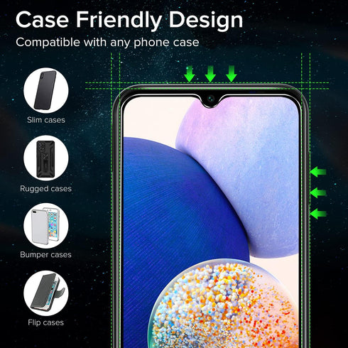 ivoler 3+3 Pack Tempered Glass for Samsung Galaxy A14 4G / 5G, with Camera Lens Protector, Anti-Scratch, HD Clear