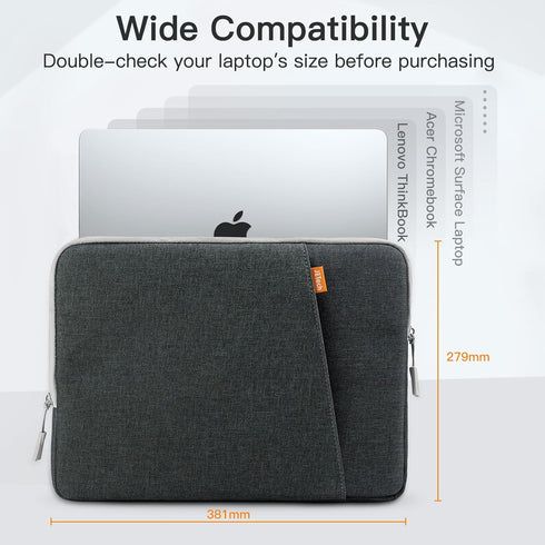 JETech Laptop Sleeve for 15-Inch Notebook, Compatible with MacBook Air 15-Inch M2 2023, MacBook Pro 15-Inch, MacBook Pro 16-Inch, Waterproof Shockproof Case with Accessory Pocket Bag (Dark Grey)