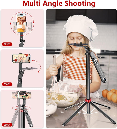 Huryfox 71 inch Selfie Stick Phone Tripod - Tall Cell Phone Holder with Detachable Wireless Remote, Phone Stand