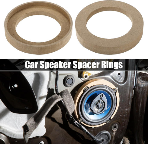 uxcell 4 Pcs Universal 4 Inch Speaker Subwoofer Mounting Spacer Rings, Solid Wood Beige