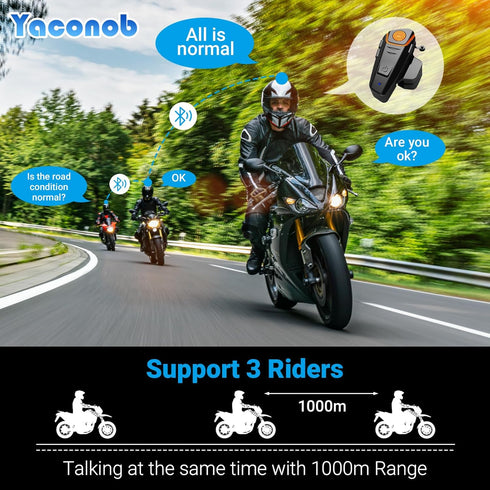 Helmet Bluetooth Headset Bt-S2ns, 1000m Helmet Communication System, 1 Pack, Connect Up to 3 People, 2 People Talk at