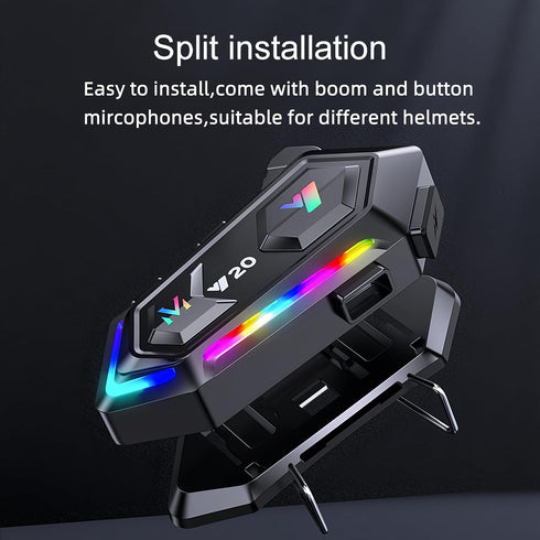 Y20 Motorcycle Helmet Bluetooth Headset, HiFi Sound, Noise Reduction, 1000mAh Battery, Waterproof, Easy Set Up