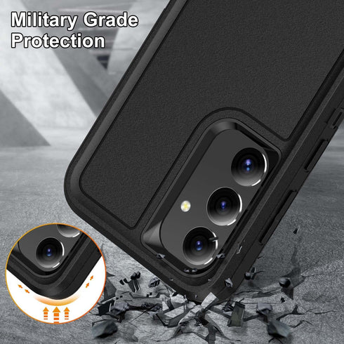 Galaxy S24 Plus Case with Kickstand, 3-Layer Military Grade Shockproof Protective Cover for Samsung Galaxy S24+ (Black)