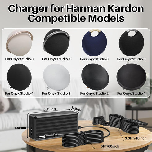 for Harman Kardon Charger for Harman Kardon Speaker Onyx Studio 8 7 6 5 4 3 2 1 Wireless Speaker Power Cord for Harman Kardon Onyx Aura Studio 1 2 3 4 5 Speaker 19V DC Power Supply